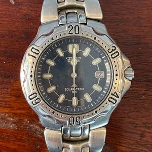 Mens Citizen Eco Drive Solar-Tech Stainless Steel Watch Vintage